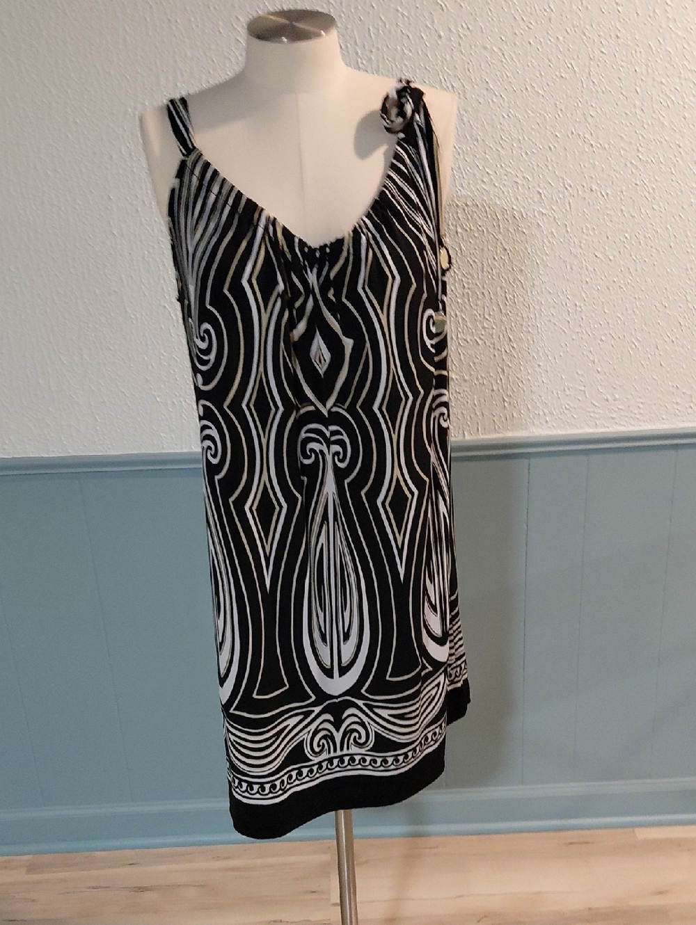 White House Black Market Black and White Striped Slip Dress